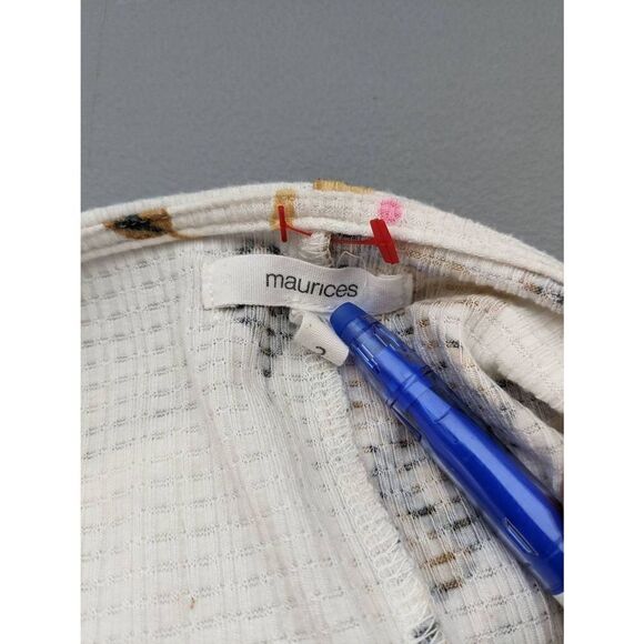 Maurices Blouse womens 2 White Yellow career causual brunch date workwear - Picture 7 of 12